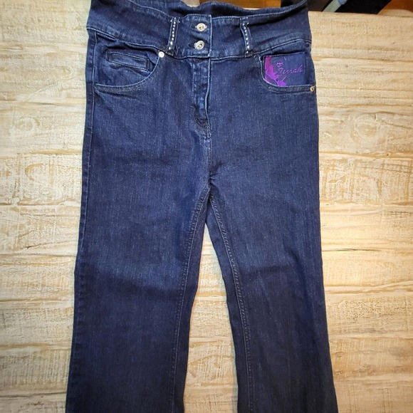 Ferrah Jeans Women 34 Blue Denim Flared Bell Bottom Stretch Wide Leg - Picture 1 of 10